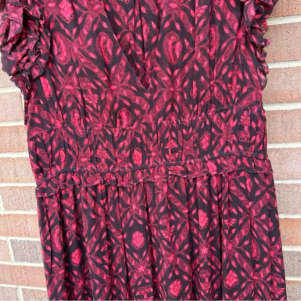 Ulla Johnson Anika Silk Midi Dress fuchsia Size 6 - Picture 3 of 15